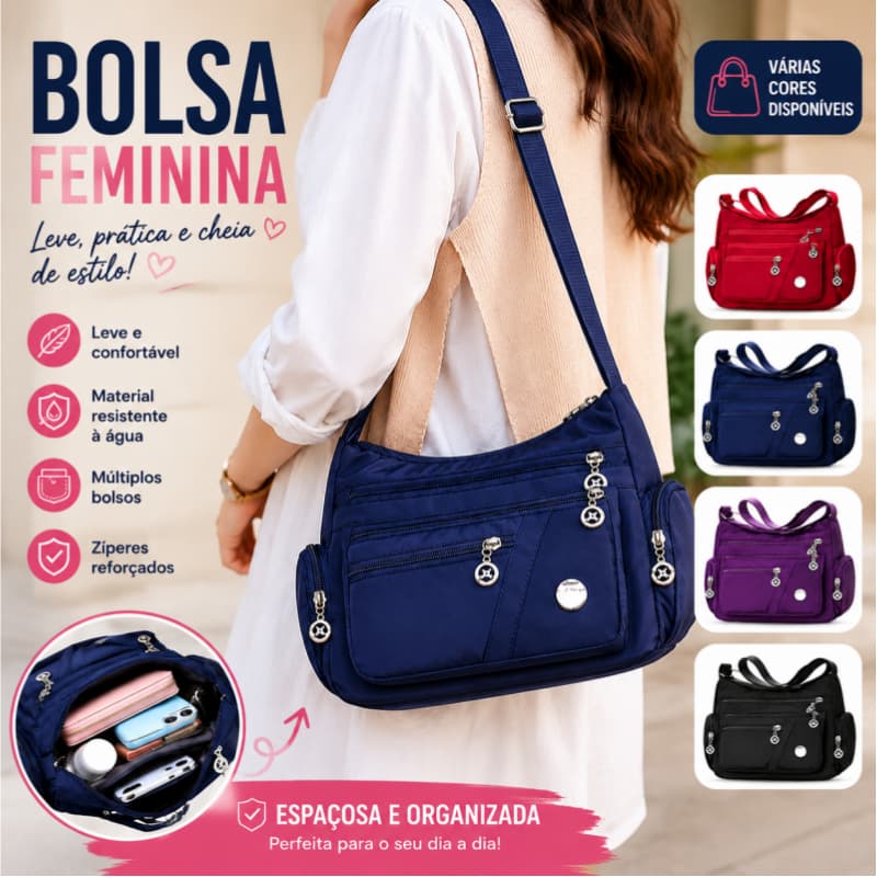 Bolsa Feminina Tiracolo Nylon Impermeável Bolsa Casual Leve para Dia a Dia