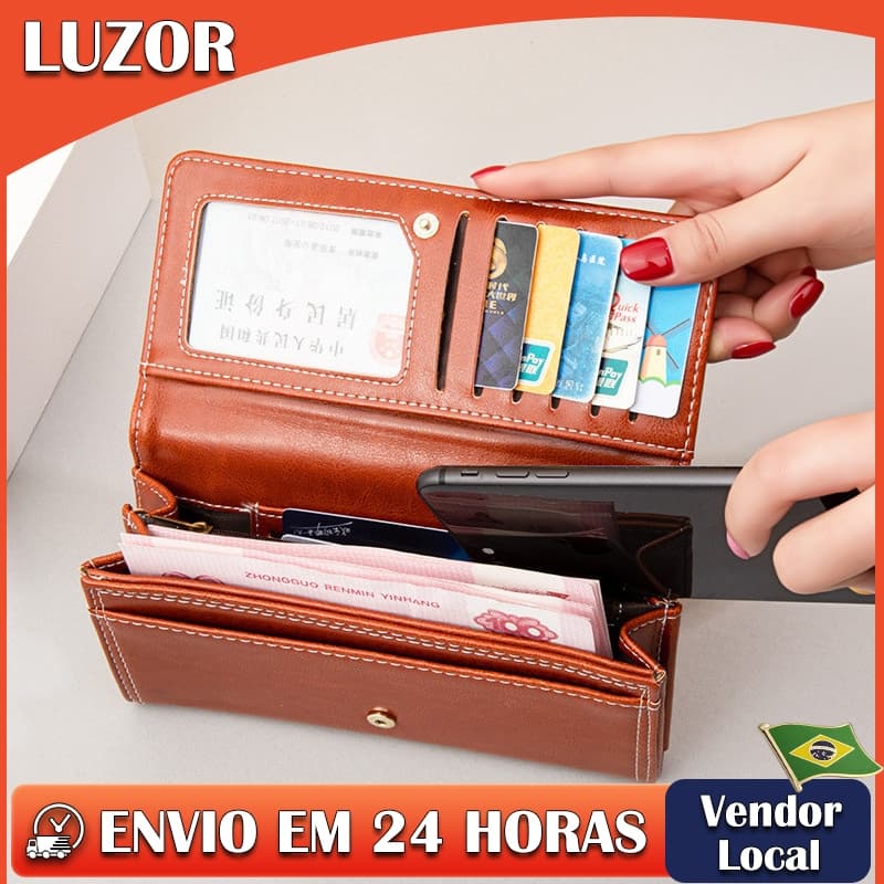 Carteira ins feminina high-end carteira longa feminina high-end Retro zíper grande capacidade bolsa de moedas feminina