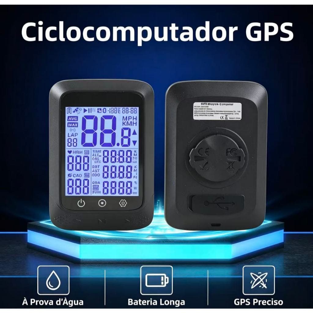 Velocímetro De Computador De Bicicleta GPS De Tela Grande Sem Fio Odômetro Com Luz Noturna Para De Estrada MTB
