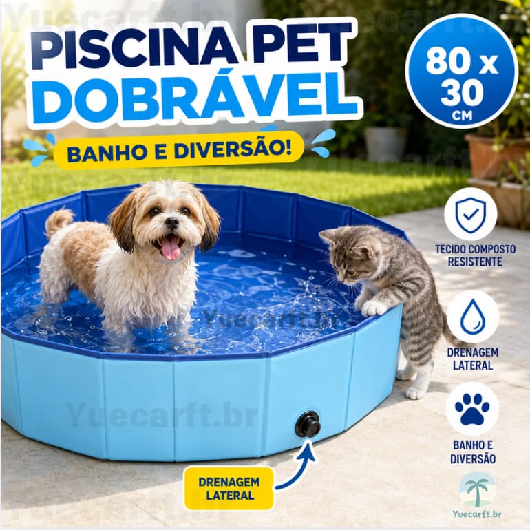 80*30 cm Piscina para cachorro 80 x 30 Dobravel em Pvc Antideslizante 120 litros para pets crianças infantil