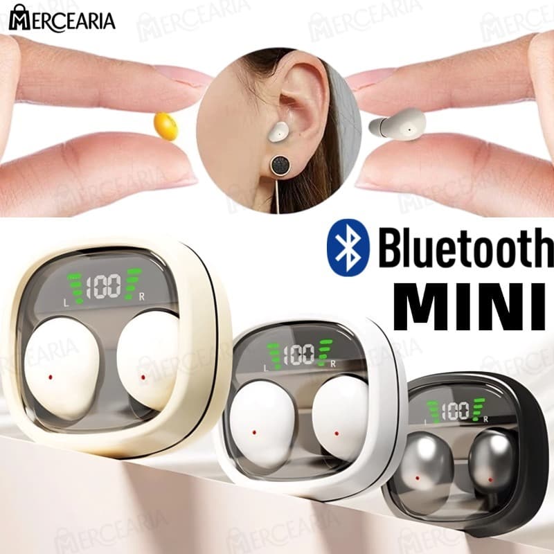 Mini Fones de Ouvido Sem Fio Bluetooth 5.3 Invisíveis: Bateria de Longa Duração, Cancelamento de Ruído ENC-ME