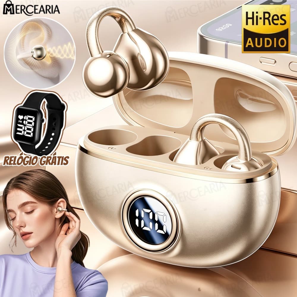 Fones De Ouvido Sem Fio Fone Bluetooth Com Microfone Handsfree Cancelamento Ruído Clipe Música Esportes Jogos Earplug-MC
