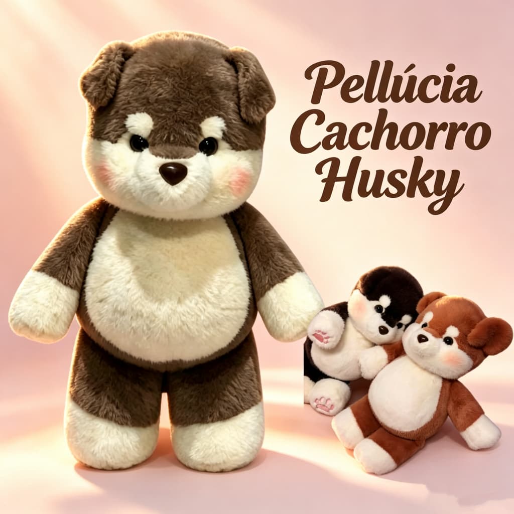 40cm Pelúcia Cachorro Husky Cinza Corredor Peludinho, Macio e Fofo, Ideal para Presente
