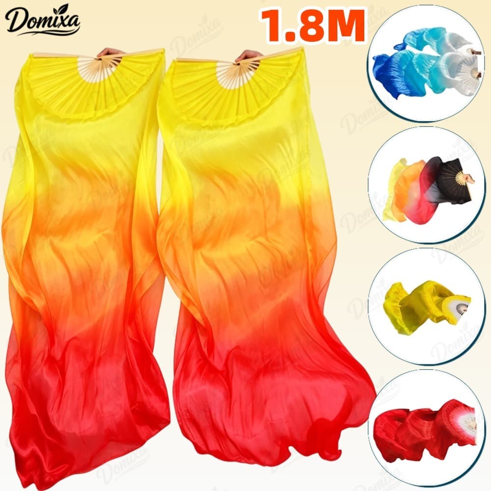 Fan Véu Leque Dança Do  1,8 Metros De Comprimento bambu e leque de seda Material confortável (Kit4/2/1)-DO