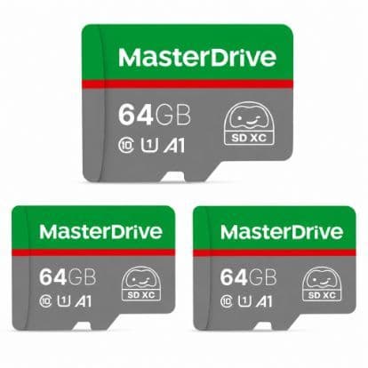 Cartões Micro SD 64GB MasterDrive Classe 10 A1 Com Adaptador