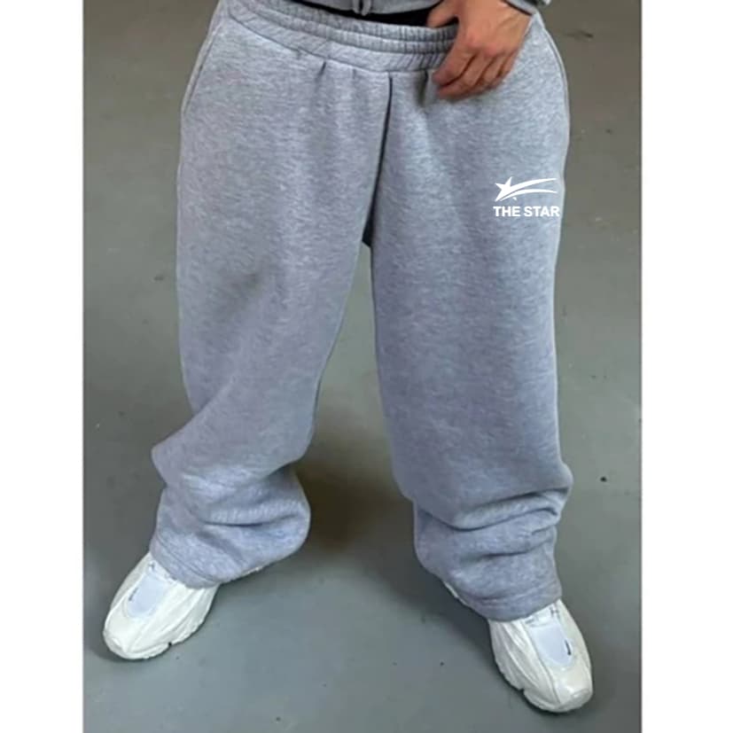 Terno Esportivo Folgado Solto , Estilo Europeu Americano , Moletom Com Capuz Zíper E Estampa , Calça De Cintura Elástica