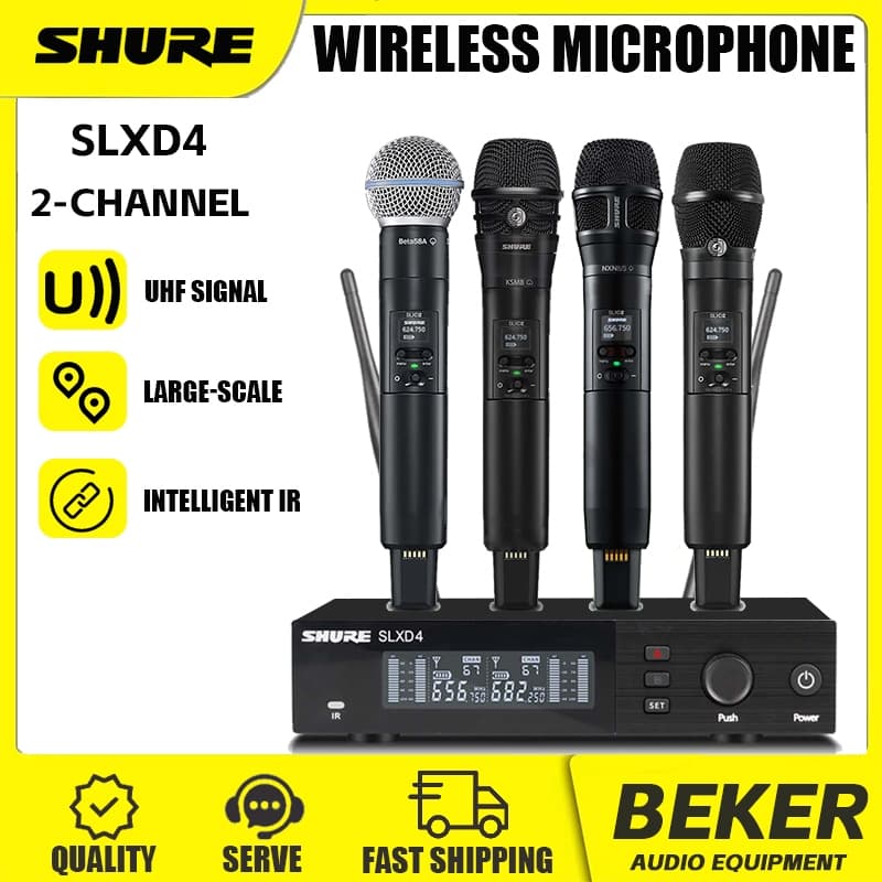 Shure SLXD4 UHF profissional duplo canal sem fio microfone portátil dinâmico estágio desempenho microfone