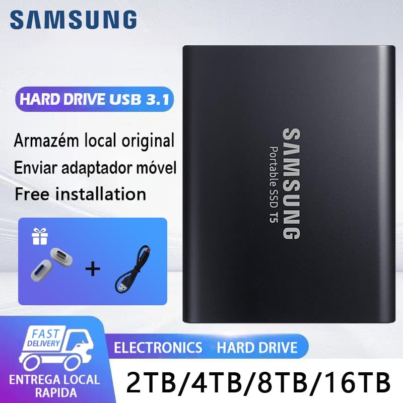 SAMSUNG HD Externo 2 Tb/4/8/16 USB 3.0 Portátil SSD T5 Adaptador Presente Disco Rígido De Armazenamento Local
