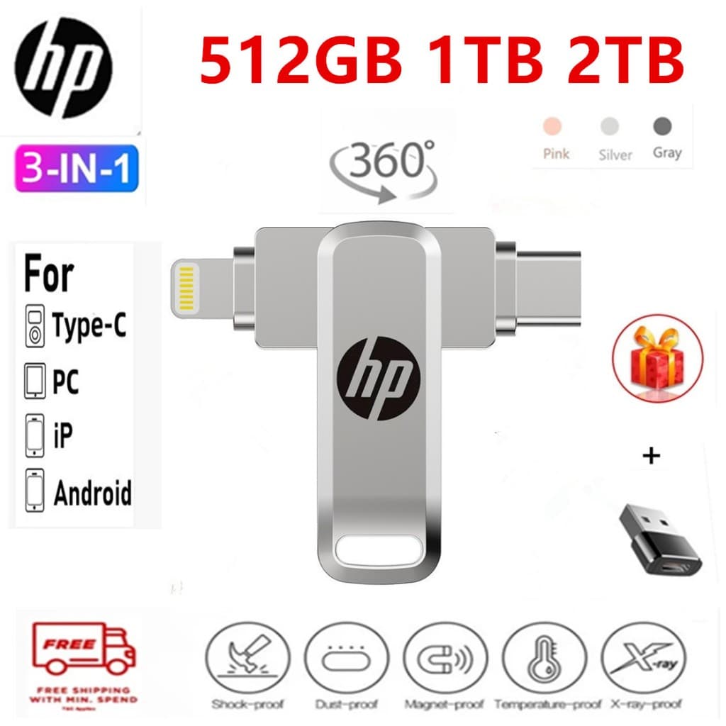 2TB 3 Em 1 usb OTG Tipo-C Disco flash 1TB 512GB 256GB 128GB Pendrive Dispositivo De Armazenamento Externo De Alta Veloci
