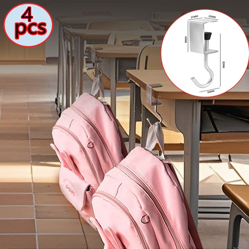 Ganchos De Mochila Lateral De Mesa Ajustável Portátil De Aço Carbono Giratório Pendurado Saco Cabide Suporte De Bolsa