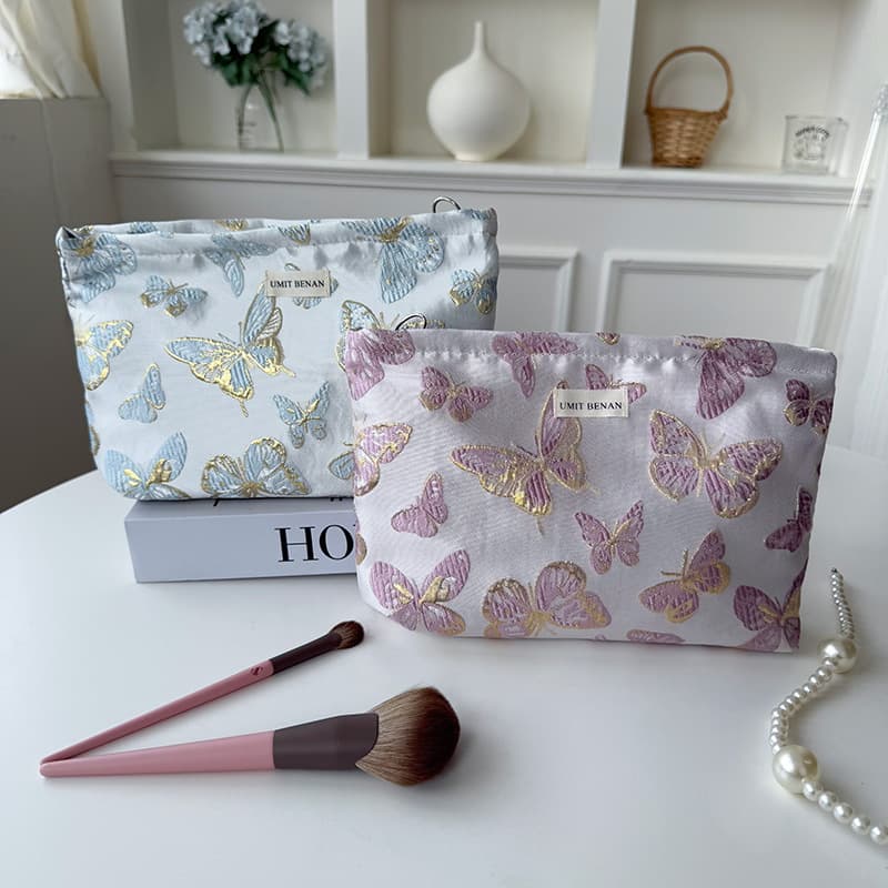 INS Bolsa De Maquiagem Borboleta Coreana , Quadrada De Lona Para Cosméticos , Portátil , Viagem , Organizador De Lavagem