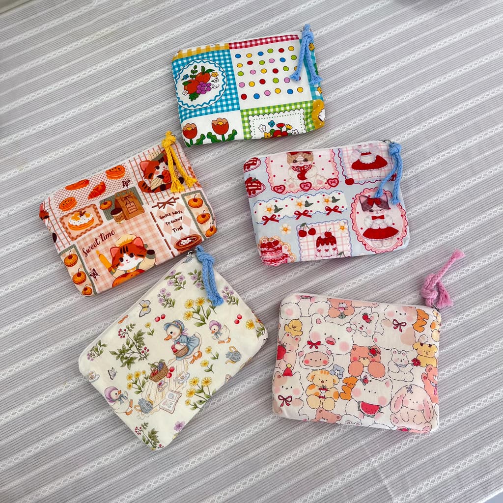 INS Coreano Bonito Dos Desenhos Animados Saco De Maquiagem Portátil Bolsa Cosmética Batom Moeda Organizador Cuidados Com