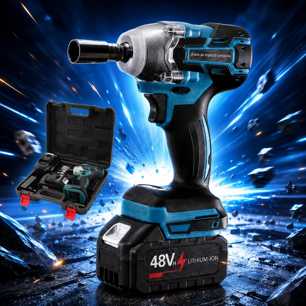 Chave de Impacto | Chave Elétrica Robusta Brushless 48V Alta Força Torcional Completa