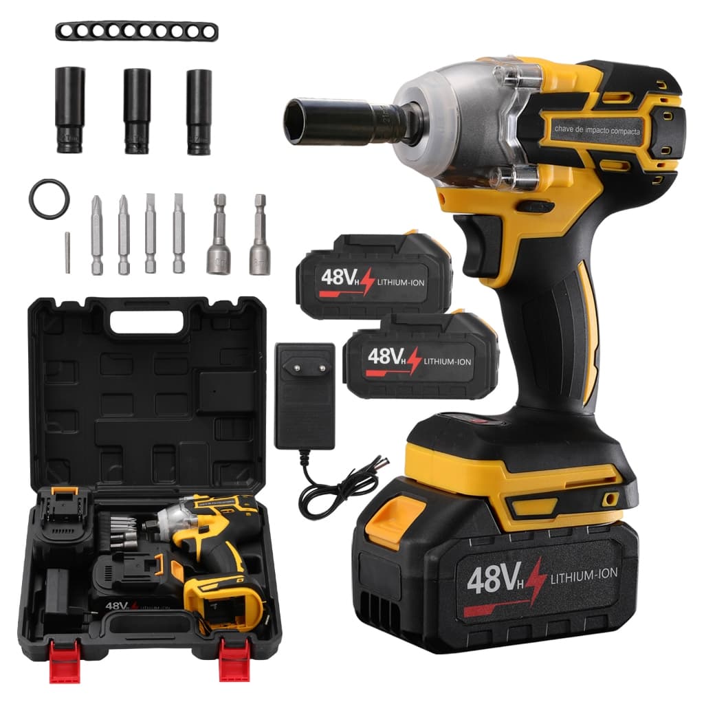 Chave de Impacto Conjunto Profissional Parafusadeira Sem Fio 48V Com Dupla Bateria