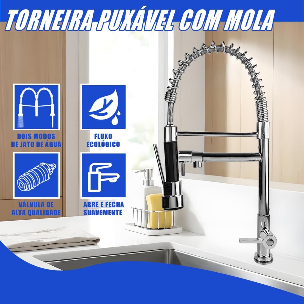 Torneira De Cozinha Gourmet De Água Fria Única | Modelo De Bancada De Fluxo Duplo Estilo De Luxo Leve
