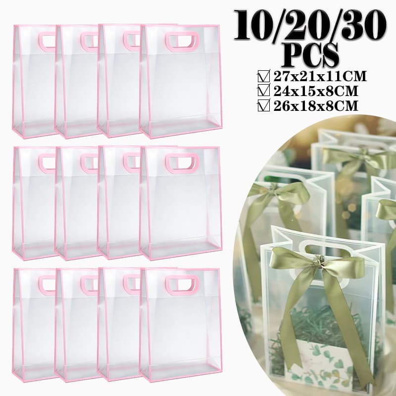 Sacola Transparente Fosca Pvc Alça Plana - 27x21x11cm - 30 unidades