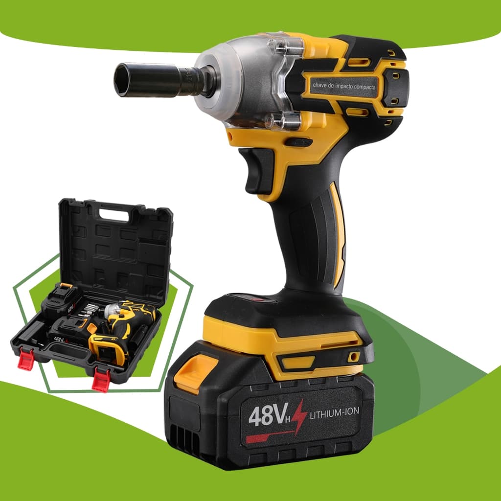 Chave De Impacto Kit Profissional De Chave De Impacto Sem Fio 48V Com 2 Baterias