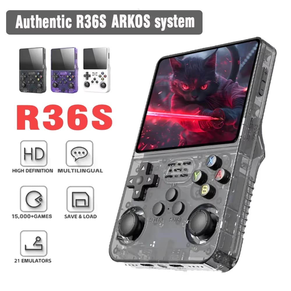 R36S Retro Console De Jogos Portátil Sistema Linux 3.5 Polegadas Tela IPS Player Vídeo 64GB/128GB