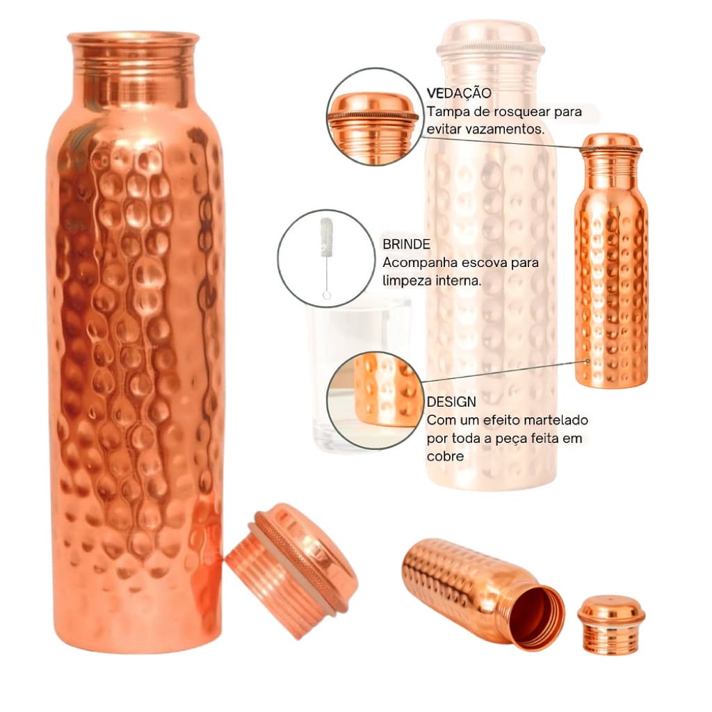 800ML Garrafa De Cobre Yoga E Ayurveda Terapêutica Grande Capacidade Anti Vazamento