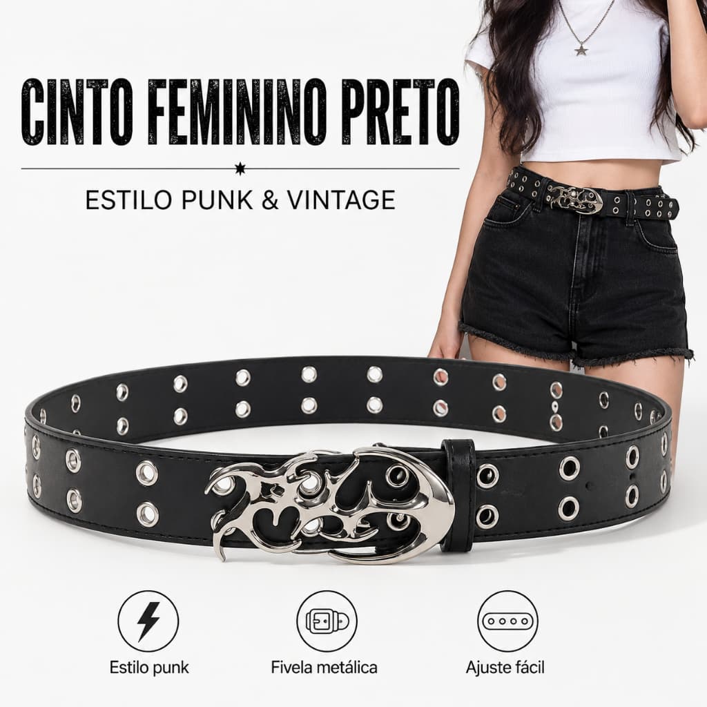 Cinto Punk de unissex Ecológico Vazado Y2K para musculino e feminino - Moderno