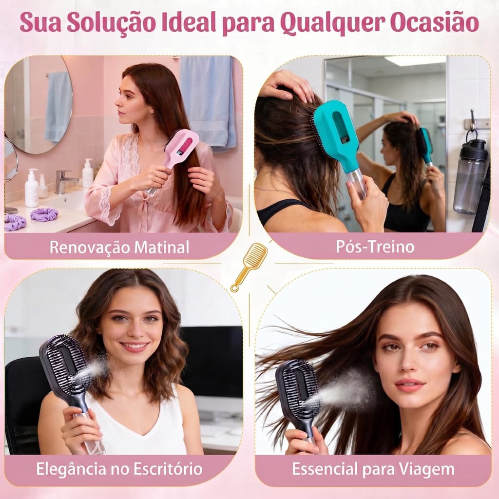 2-in-1 Spray Comb Exfoliating Scalp Massage Brush with Antistatic