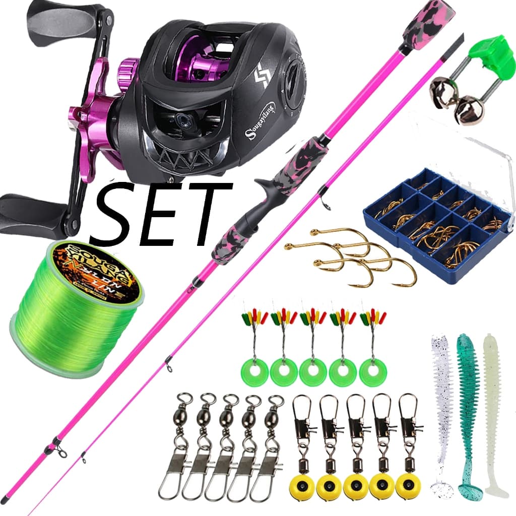 1.8M Vara De Pesca E Carretel Combo Fundição 18 + 1BB Linha De Arremesso De Alta Velocidade Isca Ganchos Saco Kit Comple