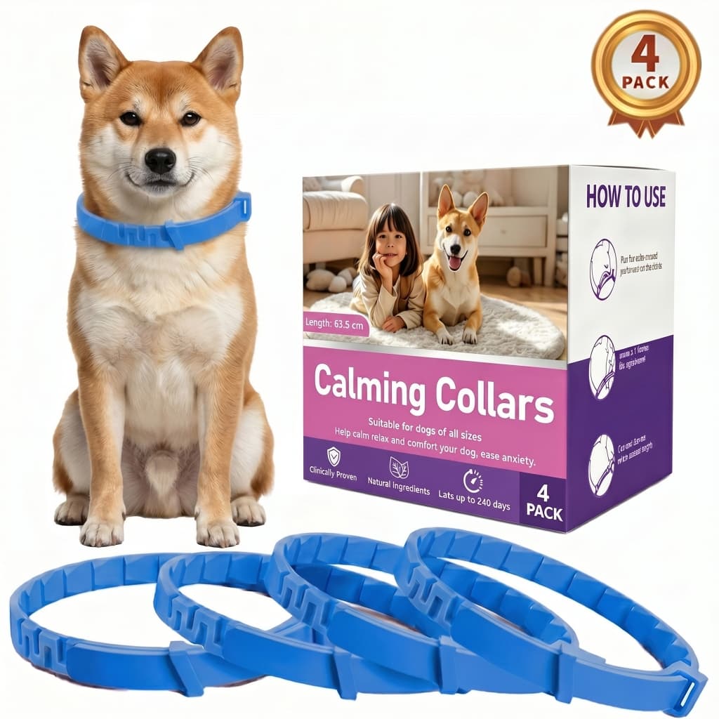 Coleira Calmante Para Cães , 4 Unidades , Alívio De Ansiedade De Lavanda Natural , Ajustável Estresse Canino E Separação