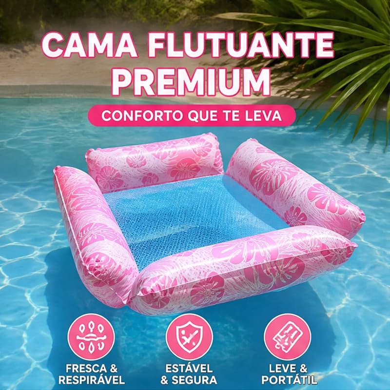 Cama Flutuante Retangular de Malha Fresca Respirável 8 Cores Estável Portátil para Piscina Descanso Aquático