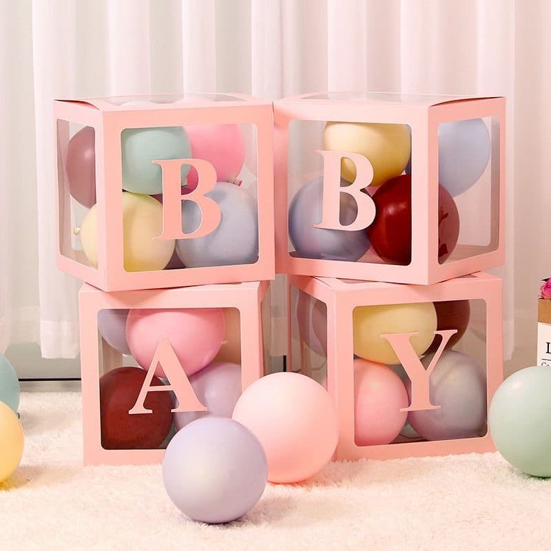 4 Cubos Baby Pintado 30CM Decoração de Festa Decoração Chá de Bebê e Revelação
