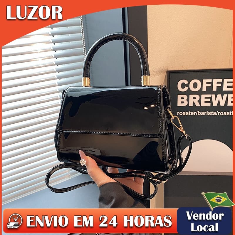 Bolsa feminina novo estilo francês moda mensageiro saco ins All-Match cor sólida couro patente bolsa de ombro pequena bo