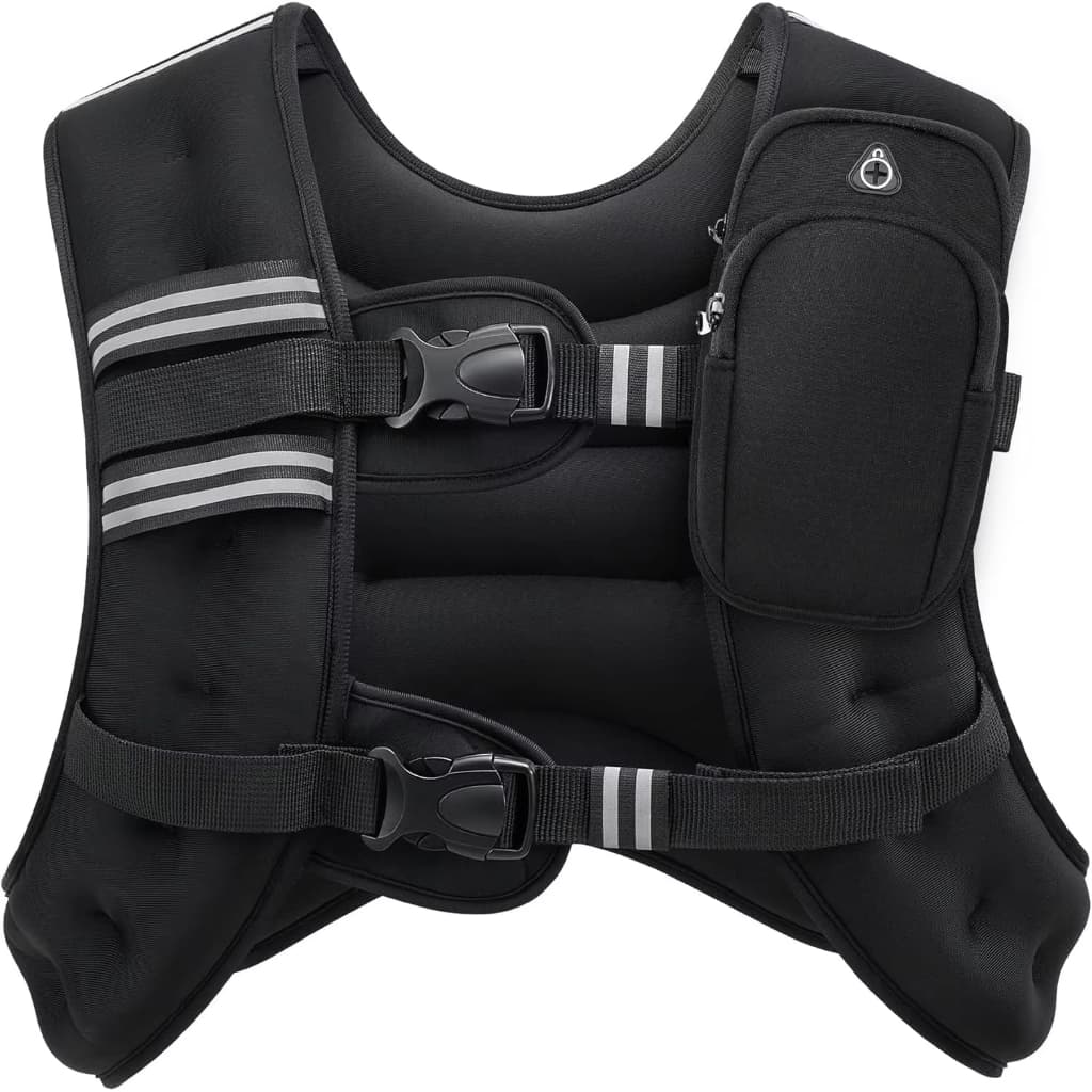 Colete de Treinamento com Peso Refletivo com Bolso para Garrafa de Água e Celular – Ideal para Corrida Noturna e Ciclism