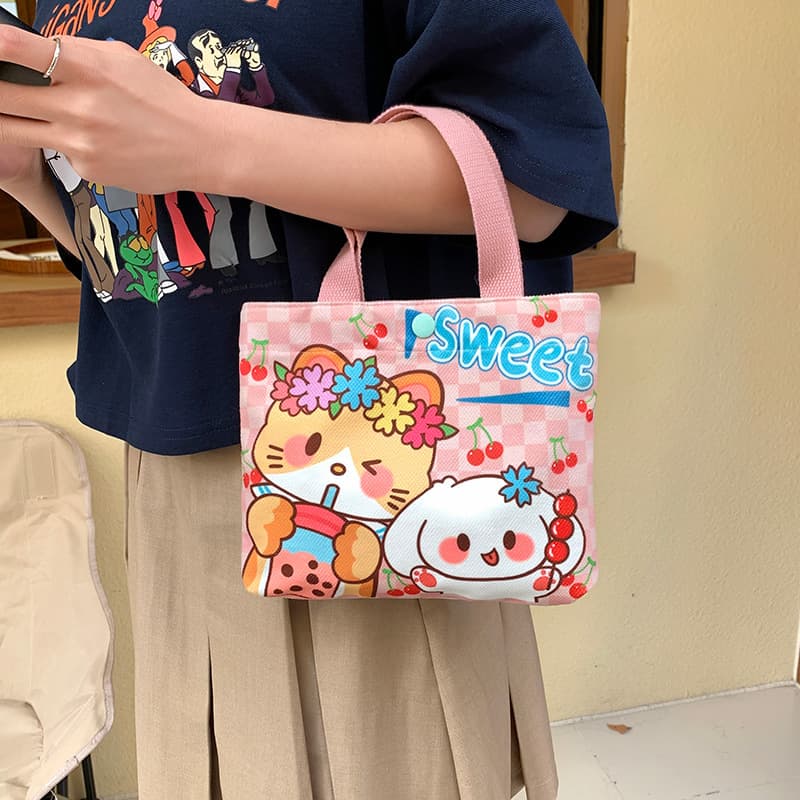 2026 Novo INS Coreano Bonito Mini Bolsa De Lona Feminina Versátil Portátil Organizador Armazenamento