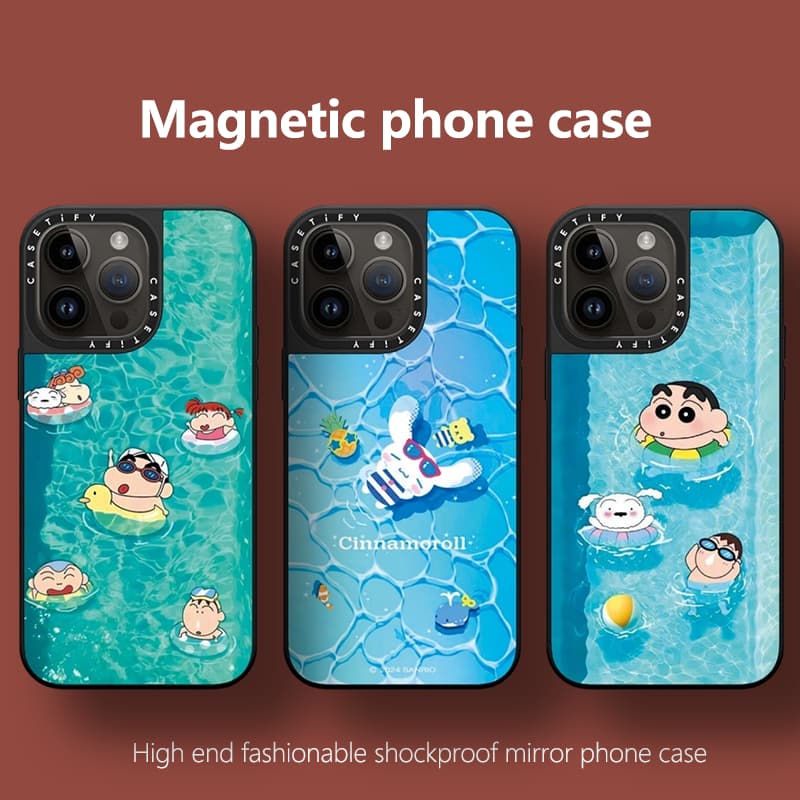 Espelho magnético Apple 17 caso de telefone adequado para iPhone16promax 15 14 13 12 casos protetores dos desenhos anima