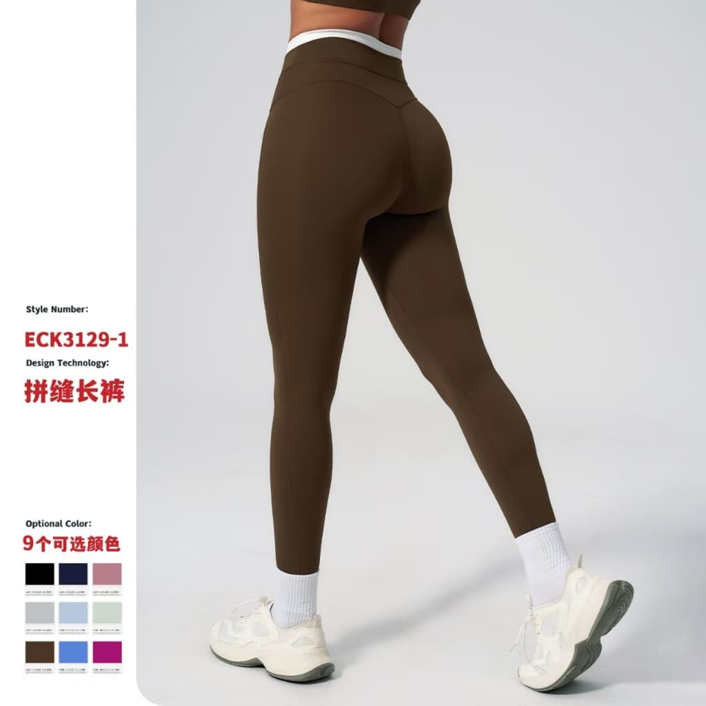 leggings De Ioga Em Bloco Colorido De Cintura Alta Com Sensação Nua Para Mulheres , Justas Esportes , Corrida E Exercíci