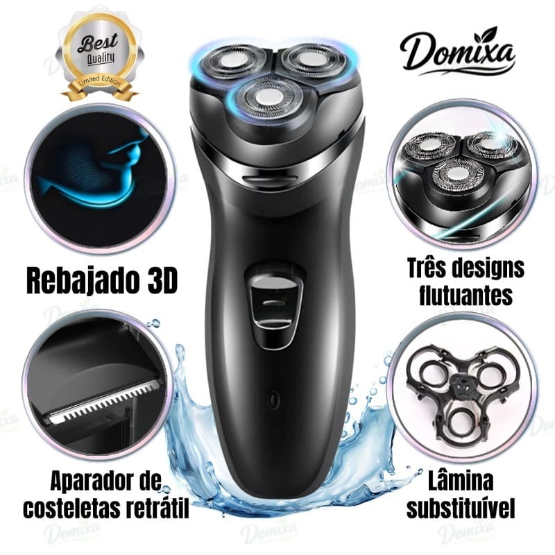 Máquina De Barbear Masculina Recarregável 220V 4D 3 Cabeças | TDU 220V Homens Elétrico Barbeador De Barba De Cabeça-DO