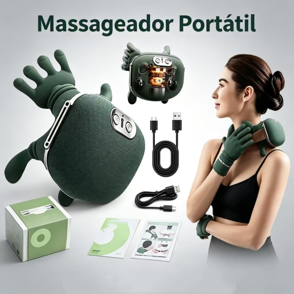 Massageador elétrico portátil pescoço calmante intensidade de 3 velocidades aquecimento