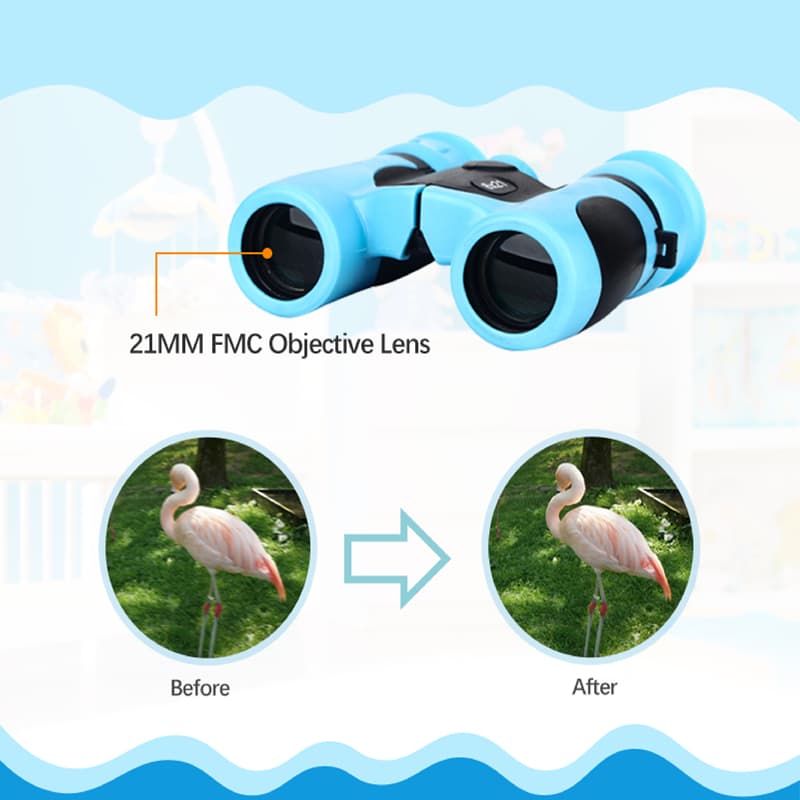 Full Optics 8 x 21 Telescópio Infantil Profissional HD Proteção para os Olhos Explorar Binóculos Naturais para Pequenos