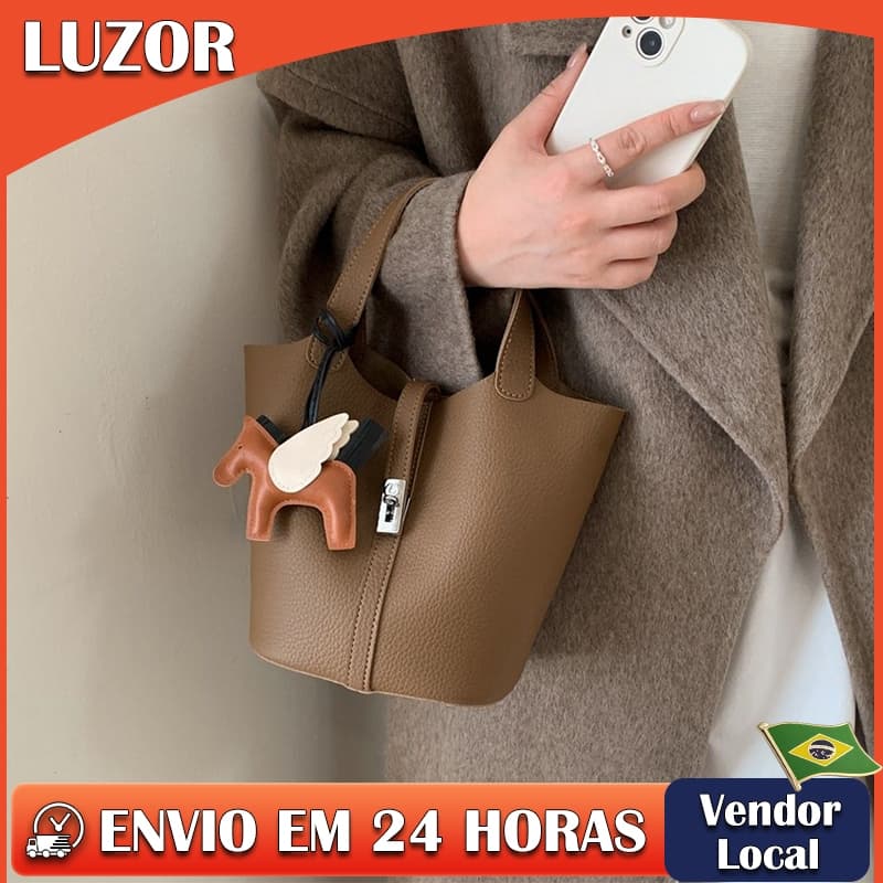 High-End nicho Design saco feminino Commuter All-Match saco do mensageiro portátil cesta vegetal balde saco