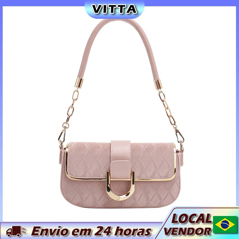 VITTA bolsa de ombro novo estilo High-End diamante corrente axilas saco simples elegante pequeno quadrado saco feminino