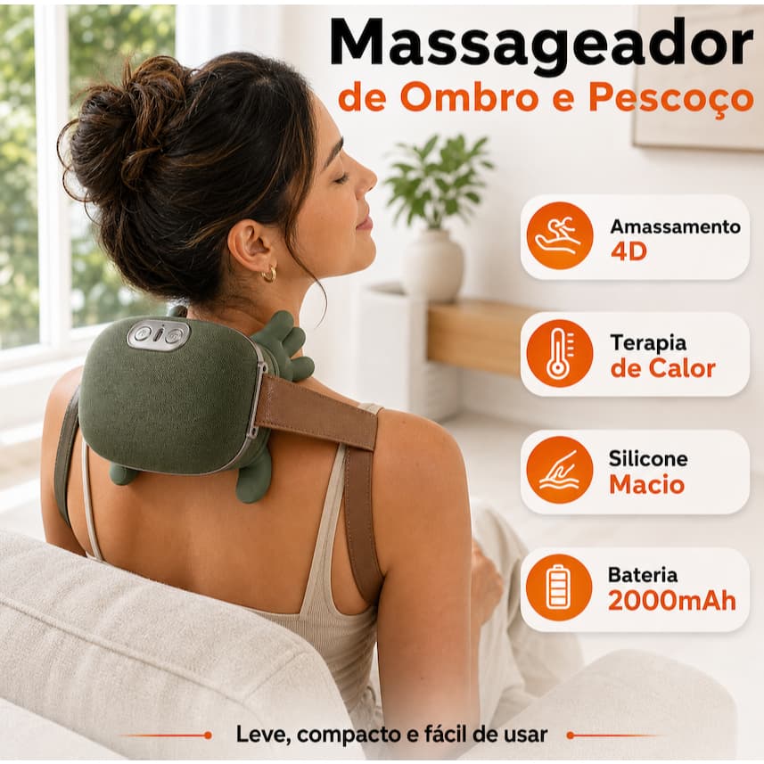 Massegeador de Pescoço 8 Pontos Aquecimento Relaxamento Tensão Ombro Mãos Massagem Alívio