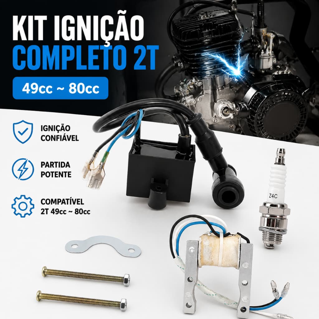 Kit de ignição CDI com bobina para motores de motocicleta