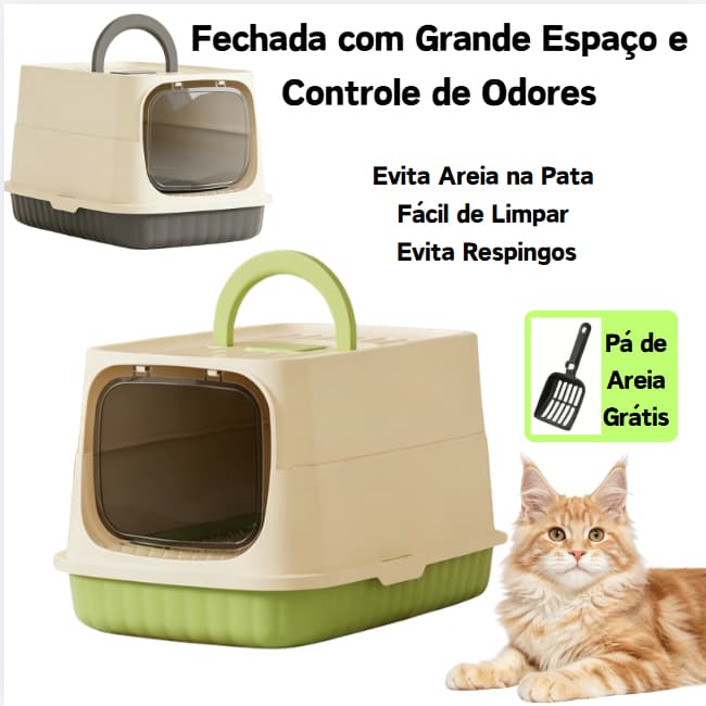 Caixa de Areia Fechada Para Gatos Banheiro Higiênico Luxo Com Gaveta + Pá e Filtro Anti Odor