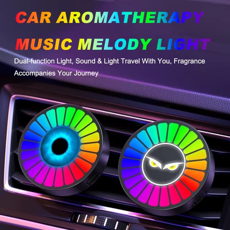 Demônio Olho Ventilação De Ar Do Carro RGB LED Som Ritmo Luz Aromaterapia Difusor Auto Interior Fragrância Atmosfera Dec