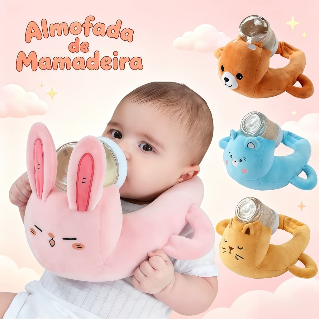 Almofada de Mamadeira para Bebê Suporte Anti-Refluxo 100% Algodão Lavável Prático e Confortável