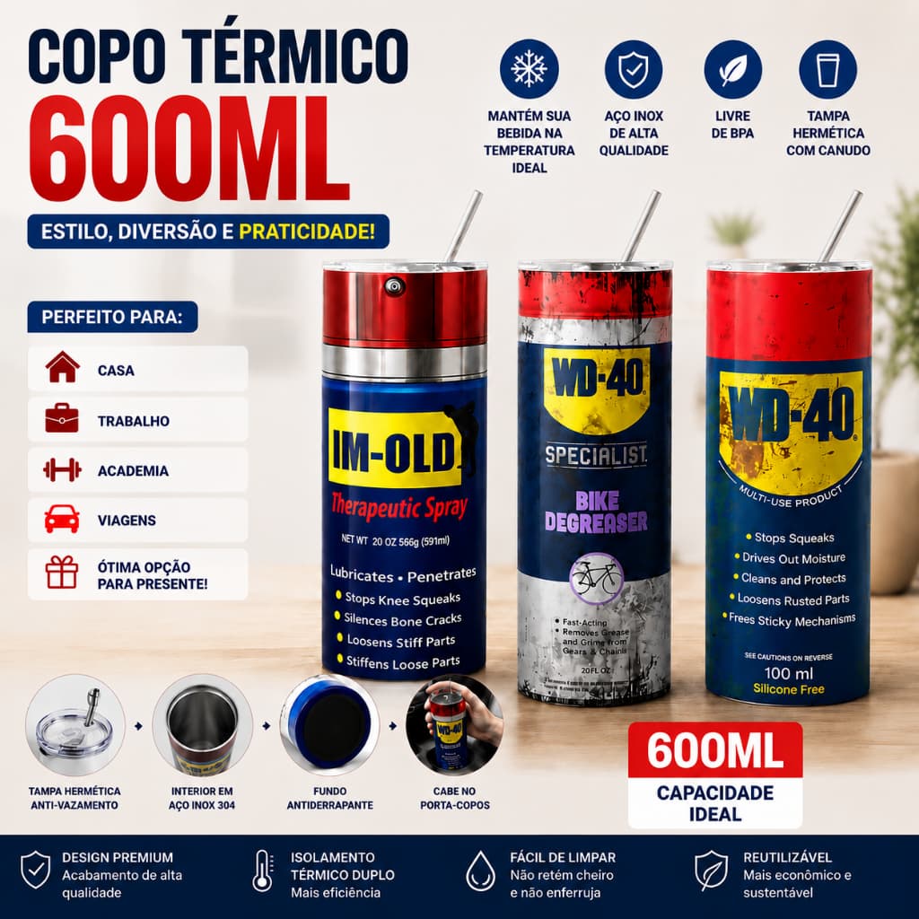 Copo De Calor À Prova De Vazamento De Aço Inoxidável Wd 40 304 Criativo Carro De 600ml