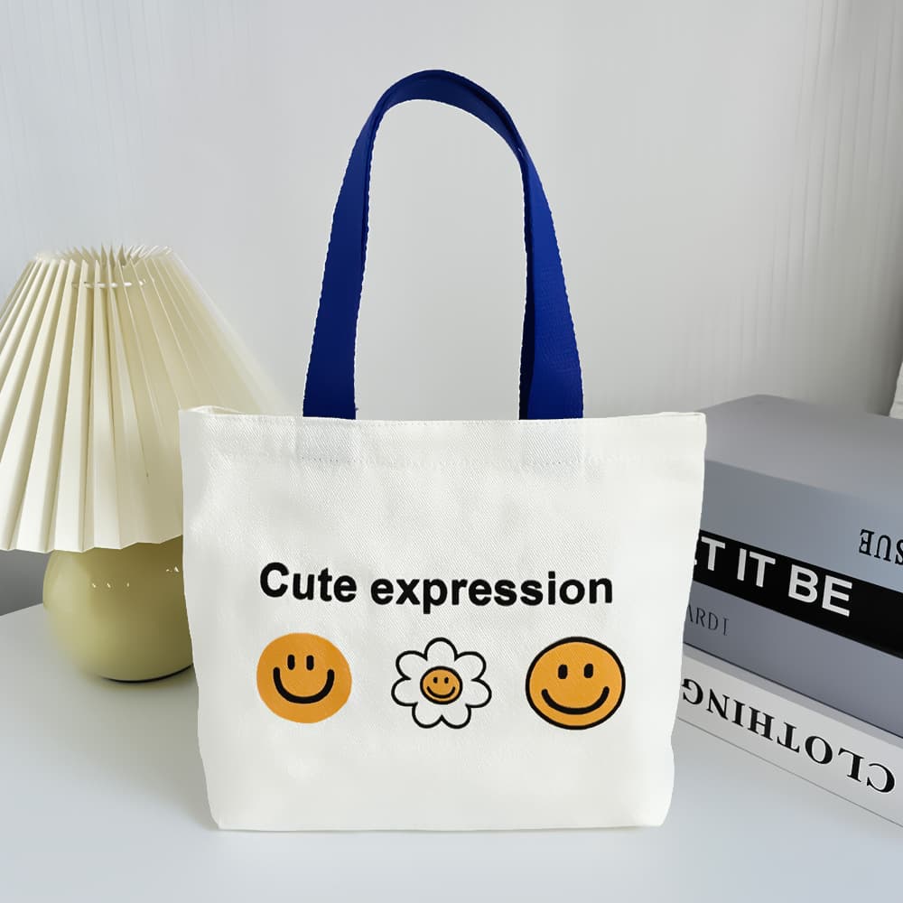 Bolsa De Lona Feminina 2026 Nova Fofa De Flor Sorridente Coreana Verão Passeio Estudante