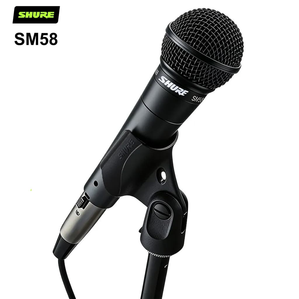 Shure SM58-LC Microfone Vocal Dinâmico Portátil Braçadeira De E Bolsa