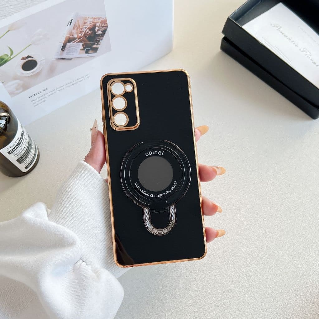 Luz de luxo galvanoplastia caso telefone U escudo suporte magnético adequado para Samsung s25-s20/a73-a52 Series