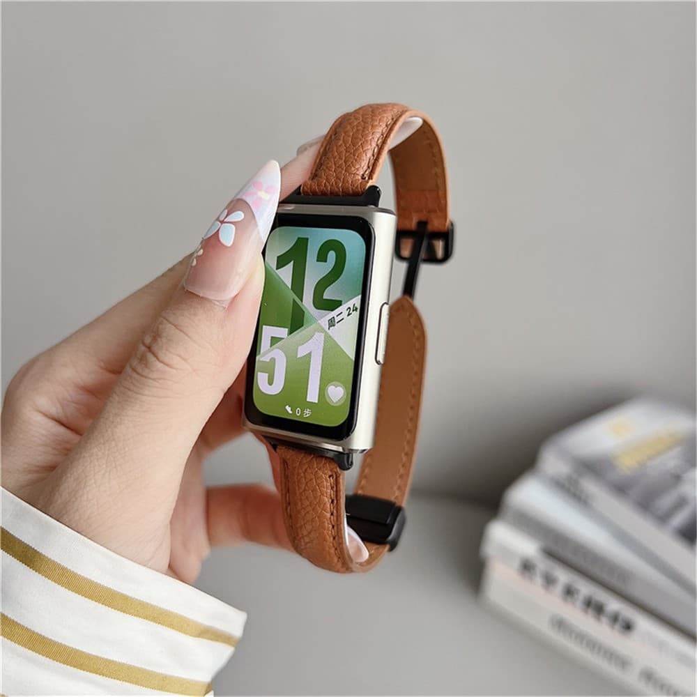 Pulseira De Couro Com Fivela Magnética , Acessórios Para Huawei Band 11 Pro 10 9 8 7 6 / Honor Band 9 7 6