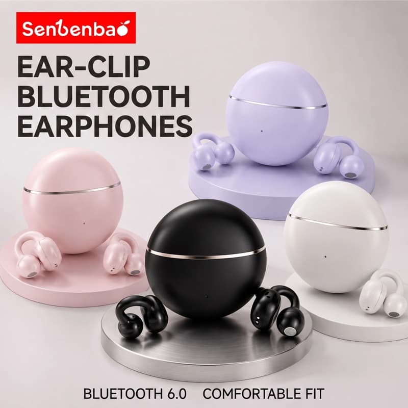 Senbenbao Q70 Mini Fones De Ouvido Com Clipe De Orelha Aberta BT 6.0 Microfone Cancelamento De Ruído ENC HiFi Som Estére